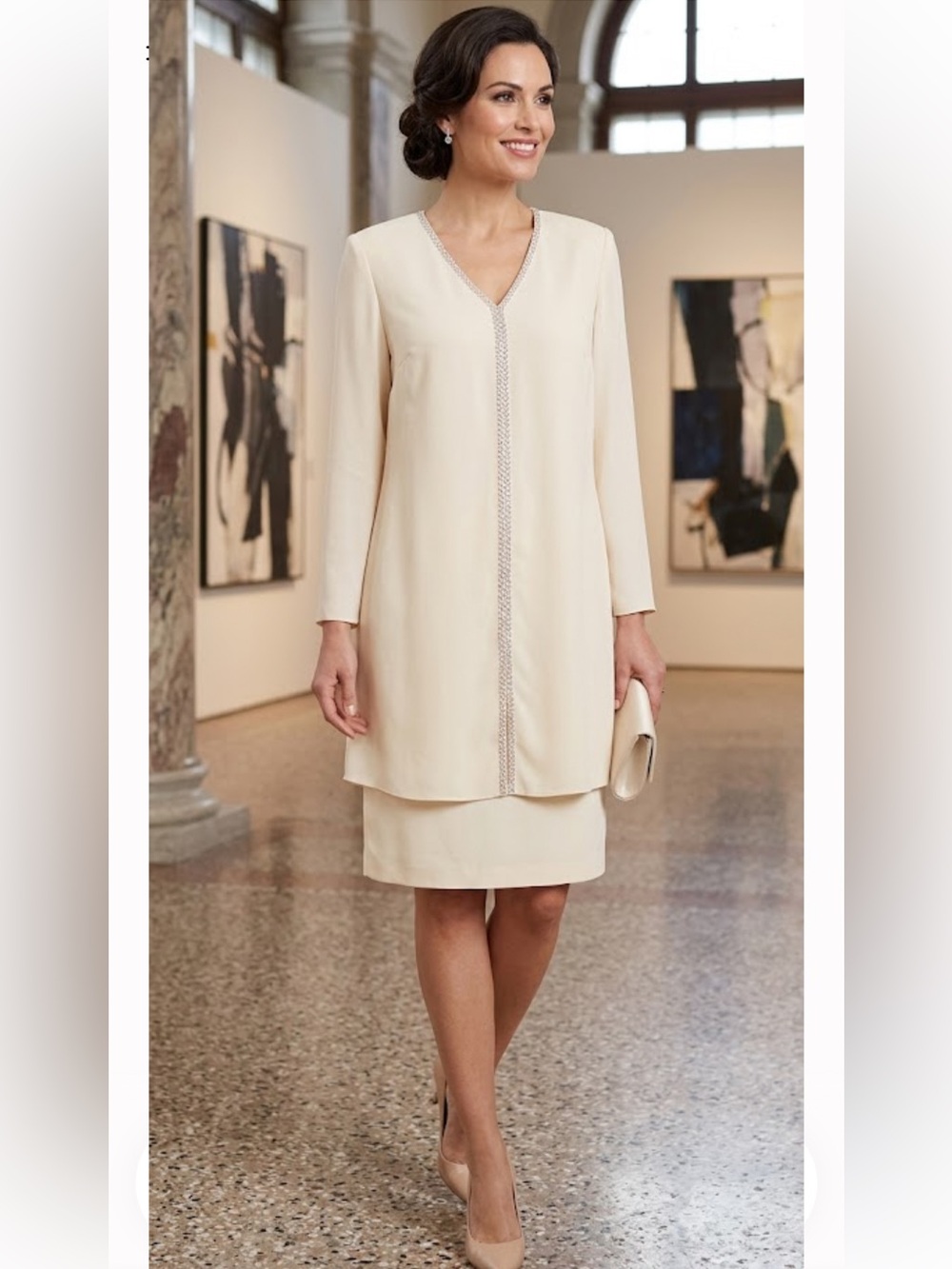 Ursula of Switzerland Ivory Dress with Crystal Trim